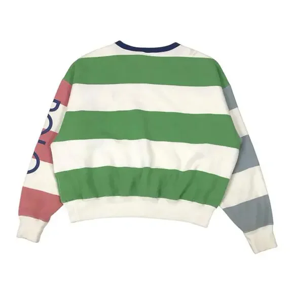 Polo Ralph Lauren Striped Sweatshirt Womens Medium M Pink Pullover Crewneck PRL - Picture 2 of 4